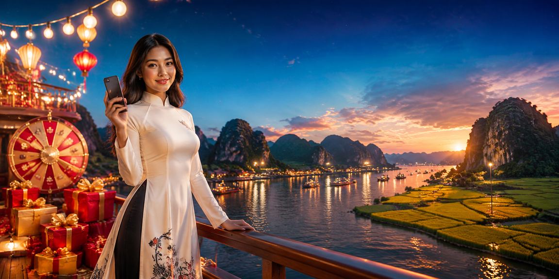 Không gian giải trí casino sôi động tại Ninh Bình với người chơi thử vận may tại bàn roulette ngoài trời